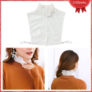collares falsos desmontables blancos con volantes/camiseta de solapa falsa para mujer (1)