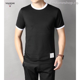 THOM BROWNE men fashion classic summer Contracted style black white t-shirts male casual high quality TB o-neck short-sleeve