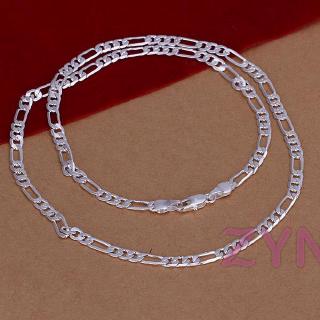 Nueva joyería de moda de 4 mm Simple plata de ley 925 tres intervalos uno cadena plana collar para Unisex hombre mujeres MY