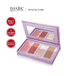 IMAGIC 4 colores Facial Blush multifuncional Highight contorno mariposa placa de maquillaje