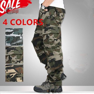 Hombres Casual pantalones Multi-bolsillo recto largo táctico Cargo pantalones de gran tamaño 29-44
