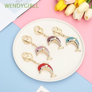 WENDYGIRLL Girls Woman Alloy Keychain Chain Ornaments Diamond-studded Rhinestone Car Pendant Fashion Gifts Metal Dolphin/Multicolor