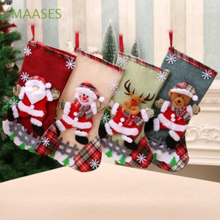 MAASES Santa Claus Gift Bags Snowman Socks Christmas Stocking Elk Candy Bags Hanging Party Supplies Snowflakes Xmas Tree Home Decoration/Multicolor (1)