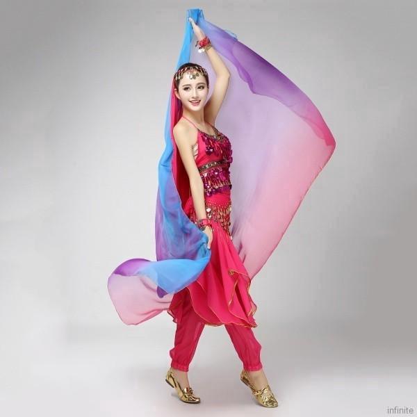infinite mujer bufanda vientre seda baile disfraz Bollywood Gradient velo chal (1)