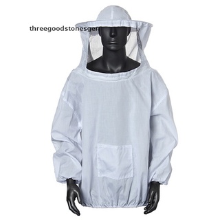 [threegoodstonesgen] chaqueta protectora de apicultura velo smock equipo de abeja mantener sombrero manga traje