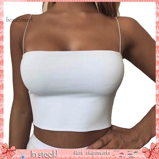 BBX_Summer Sexy Women Solid Color Camisole Slim Backless Spaghetti Strap Crop Top