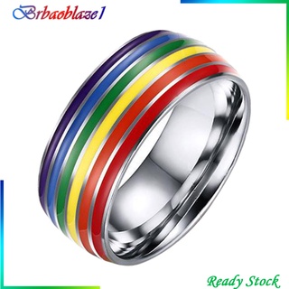 Brbaoblaze1 orgullo De acero inoxidable pulido De 8 mm con arcoíris Para Gay lesbiana-us 7 (4)