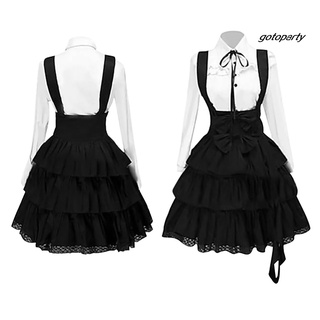 【Ready Stock】Dress_Dress Bowknot Decor Elegant Ice Silk Lady Lolita Dress for Party (6)