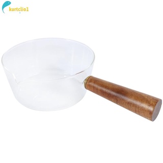olla de leche de vidrio con mango de madera olla de cocina para ensalada sopa fideos estufa de gas utensilios de cocina