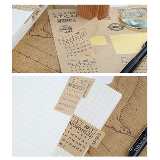 Yola papelería índice etiqueta Universal calendario Kraft papel adhesivo organizador sin años escrito a mano Kawaii planificador cuaderno (4)