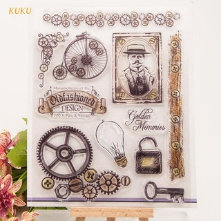 [Kuku] sello de goma de silicona transparente Vintage sello DIY álbum de recortes álbum de recortes foto tarjeta decoración