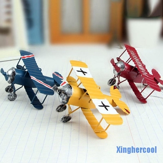 Mini figuras De Metal Vintage Biplane/Modelo De hierro/avión De aire Para decoración del hogar