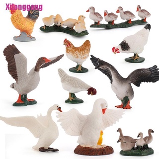 [Xilonggang] Farm Simulation Chicken Duck Goose animal model Bonsai figurine home decoration
