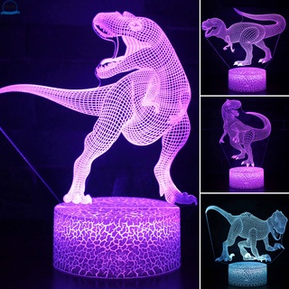 Qswba 3D LED luz de noche lámpara dinosaurio serie 16 Color 3D luz de noche Control remoto lámparas de mesa juguetes para niños decoración del hogar