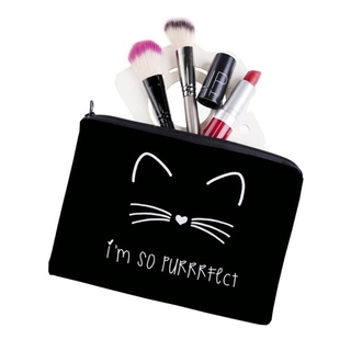 bst bolsa de cosméticos con colgante lindo gato impreso pequeñas bolsas de maquillaje bolsa de aseo de viaje