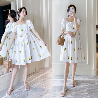 > Vestido de maternidad Vestido de verano Vestido de maternidad 2020 Versión coreana Vestido de lactancia de longitud media de verano suelto <
