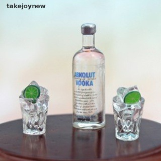[takejoynew] 3 piezas de casa de muñecas mini resina vodka botella copa de vino conjunto de simulación bebida modelo de juguete