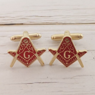 c04 un par de brújula roja con g masonic mason gemelos caballero accesorios de tela