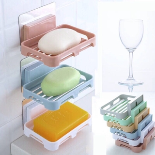 Jabonera De pared sin orificios para baño/estante/esponja caja De jabón/soporte De drenaje para jabón