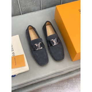 Original 2021 LV Louis Vuitton Hombres Cuero Gris Mocasines Zapatos Tamaño : 38-44 001160