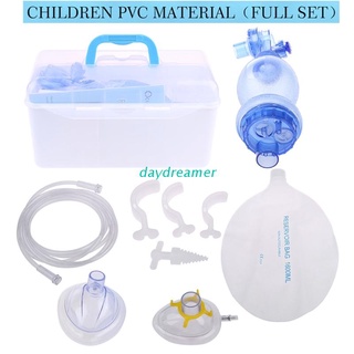 día adultos/niños/infantes resucitador manual pvc ambu bolsa de oxígeno tubo de primeros auxilios kit simple aparato de respiración herramienta