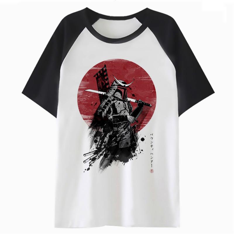 Samurai hip hop top blanco camiseta anime ropa familia impreso blanco