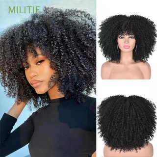 MILITIE Synthetic African Wig Mixed Brown Afro Kinky Curly Wigs Head Accessories For Black Women Short Cosplay Blonde