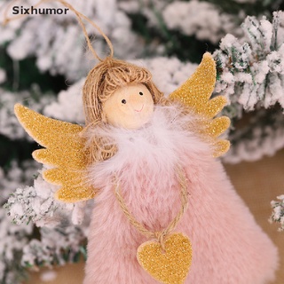 [sixhumor] adorno de navidad de peluche amor ángel alas doradas niña árbol de navidad adornos co