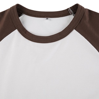 ✲Ey✥Camiseta de bloque de Color para mujer, adulto Casual manga larga cuello redondo jersey (marrón) (7)