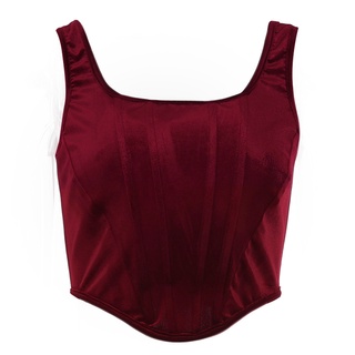 Vintage y Red Veet Corset Top Women Fishbone Camisole Crop Tank Tops Ladies Party Streetwear Camisole S (5)