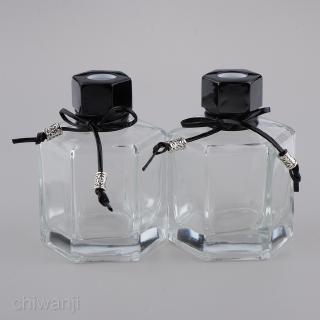 2 recipientes de difusor de vidrio transparente de 100 ml con lazos para aceites esenciales diy, difusor de caña de repuesto,