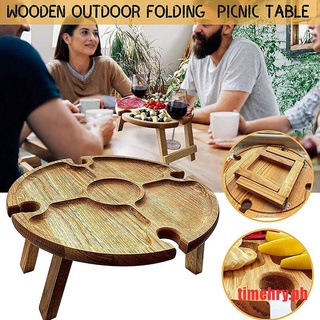 (Nuevo) madera al aire libre plegable mesa de Picnic mesa redonda copa de vino titular de la fiesta del jardín