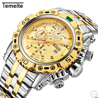 Relógio De Homens relógio De Quartzo De Luxo De Ouro 3d Dial Moda Casual relógio De aço cheia De aço 013g