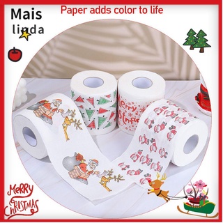 Dsft navidad suministros de baño año nuevo decoraciones del hogar impreso Santa Claus navidad rollo de papel de navidad decoración