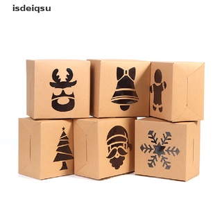 isdeiqsu 8pcs navidad papel kraft galletas cajas de regalo caja de caramelo bolsas de alimentos caja de embalaje co