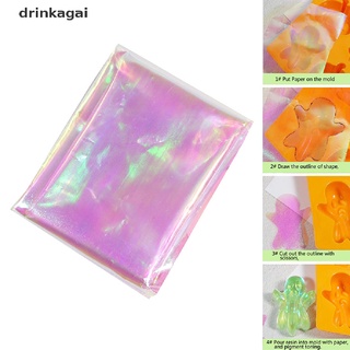 [drinka] película transparente iridiscente láser efecto ab papel diy resina epoxi rellenos de joyería 471co