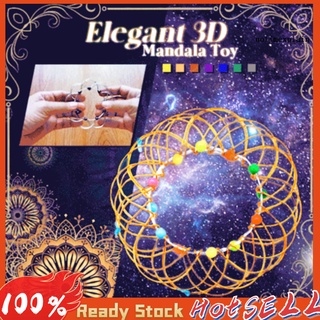 Ntp 3D colorido anillo de aro de Metal Mandala Loop DIY meditación niños juguete educativo (1)