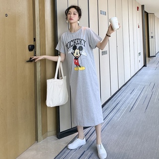 Corea del Sur Dongdaemun ropa de maternidad de manga cortaTFalda de la camiseta2021Vestido de verano con estampado de Mickey (1)