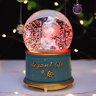 Bola de cristal de niña de estilo nórdico de lujo ligero para enviar regalo de compañero de clase corazón de niña caja de música de copo de nieve flotante péndulo de waterpolo-Alibaba