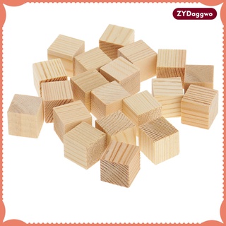 bloques cuadrados de madera maciza naturales bloques de madera cubos de madera piezas de bloques adornos para la fabricación de puzzles, manualidades y proyectos de bricolaje - 15/20/35 mm