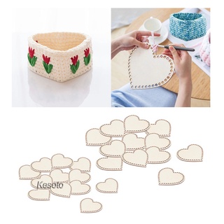 [KESOTO] Bolsas de madera de corazón para tejer, cesta, almohadilla inferior, bolso de ganchillo