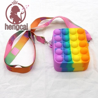 Pop it, color arco iris, estilo animal, máquina de deslizar abierto, bolsa de burbujas, bolsa de juguete bolsa de unicornio