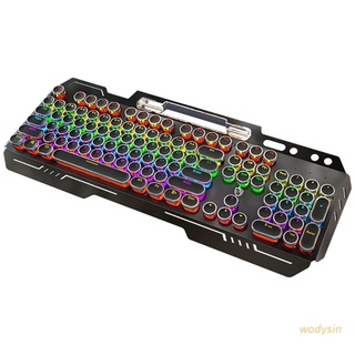 wodysin New Gaming Mechanical Keyboard Punk Round Retro Keycaps 104 Keys Backlit Wired