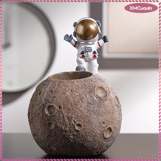 figura de astronauta de resina linda estatua 3d con modelo de luna para adornos caseros