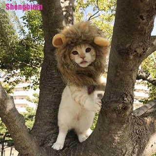 [Shengbinin] perro mascota sombrero disfraz león melena peluca para gato halloween vestido con orejas