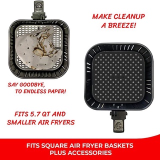 Reusable silicona negra Anti adherente Para Air Fryer Liners-8 pulgadas (2)