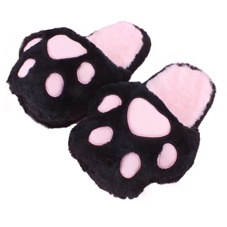 pantuflas de gato de felpa cálidas cómodas para mujer con diseño de garra