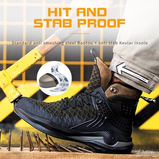 S MALL zapatos de seguridad de alta calidad de microfibra zapatos de cuero de los hombres de alta parte superior del trabajo zapatos de protección swqN (5)