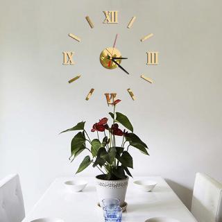 Reloj de pared 3D adhesivo sin bordes con Números Romanos para decoración DIY de hogar/escuela/oficina