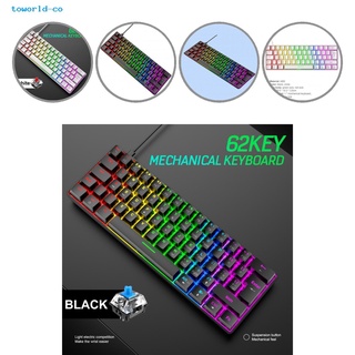 toworld Lightweight Mechanical Keyboard Gaming 62 Keys Keyboard UK Style for Office